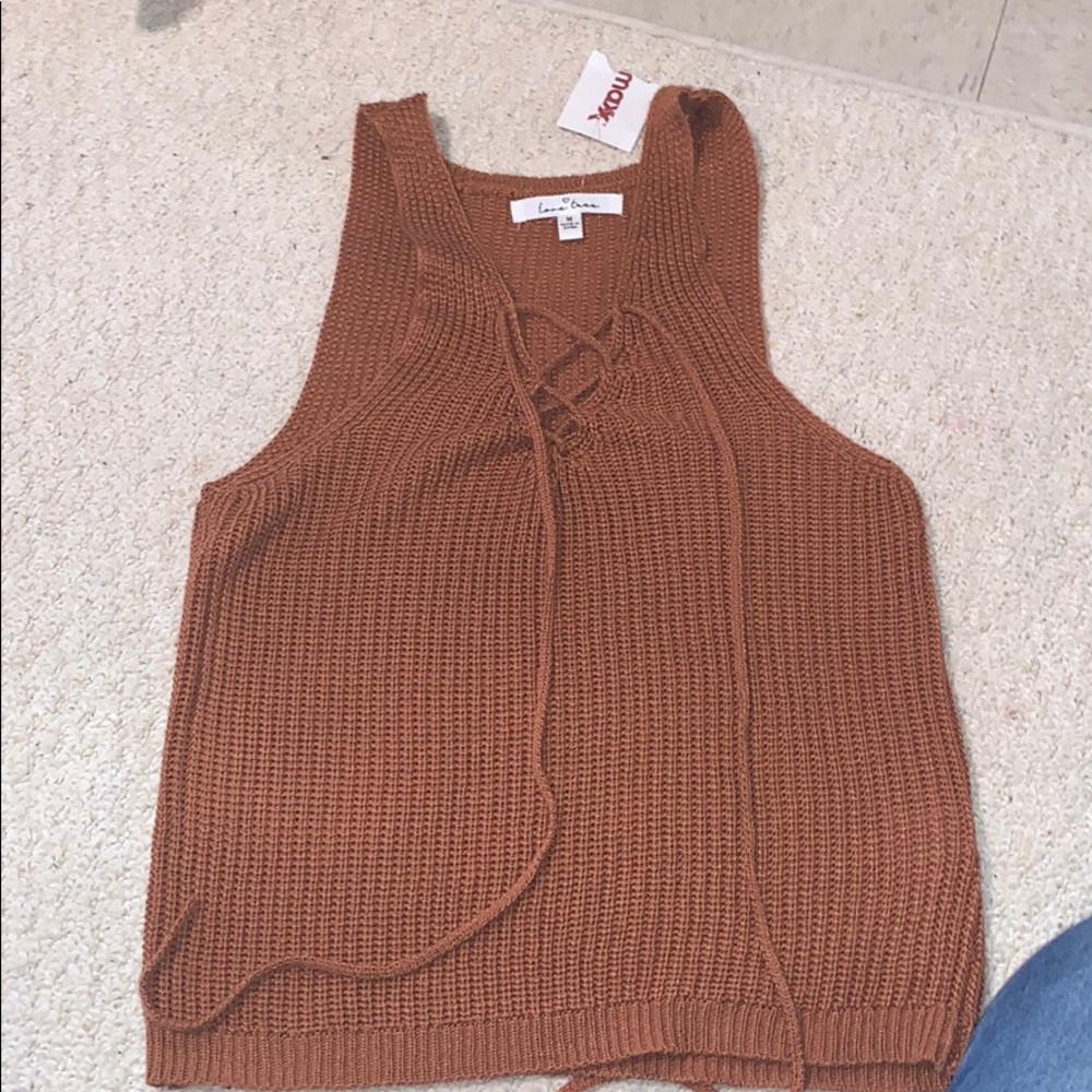 Rustic orange knit tank top
